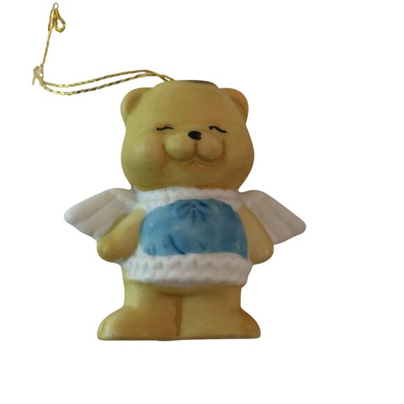 Vintage Porcelain Teddy Bear Angel 3" Christmas Ornament Set of 3 Taiwan ROC - Picture 2 of 12